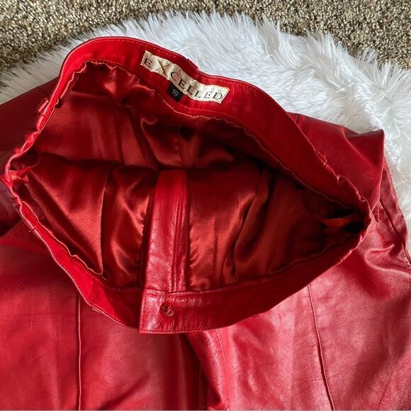 Vintage Excelled Red Leather Pants Silky Lined High Rise Womens Sz 10 - Picture 6 of 13